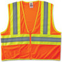 Ergodyne Class 2 Two-tone Orange Vest - Small/Medium - Orange - Reflective, Machine Washable, Lightweight, Pocket, Zipper Closure Product Image 