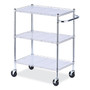 Alera Three-Shelf Wire Cart with Liners, Metal, 3 Shelves, 600 lb Capacity, 34.21" x 18" x 40", Silver View Product Image