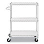 Alera Three-Shelf Wire Cart with Liners, Metal, 3 Shelves, 600 lb Capacity, 34.21" x 18" x 40", Silver View Product Image