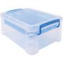 Advantus Super Stacker Divided Storage Box, 6 Sections, 10.38" x 14.25" x 6.5", Clear/Blue (AVT37371) View Product Image