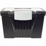 Storex Portable File Storage Box - External Dimensions: 14.5" Width x 10.5" Depth x 12" Height - Media Size Supported: Letter, Legal - Latching Closure - Plastic - Black Product Image 