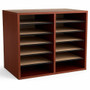 Safco Adjustable 12-Slot Wood Literature Organizer - 12 Compartment(s) - Desktop - Adjustable - Laminate - Cherry Product Image 