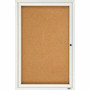 Quartet Enclosed Bulletin Board for Indoor Use - 36" Board Height x 24" Board Width - Brown Natural Cork Surface - Hinged, Self-healing, Shatter Proof, Lock, Durable - Silver Aluminum Frame Product Image 