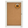 Quartet Enclosed Indoor Cork Bulletin Board with One Hinged Door, 24" x 36", Tan Surface, Satin Aluminum Frame View Product Image