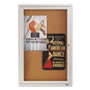 Quartet Enclosed Indoor Cork Bulletin Board with One Hinged Door, 24" x 36", Tan Surface, Satin Aluminum Frame View Product Image