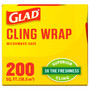 Glad ClingWrap Plastic Wrap, 200 Square Foot Roll, Clear (CLO00020) View Product Image