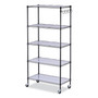 Alera 5-Shelf Wire Shelving Kit with Casters and Shelf Liners, 36w x 18d x 72h, Black Anthracite View Product Image