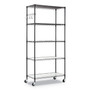 Alera 5-Shelf Wire Shelving Kit with Casters and Shelf Liners, 36w x 18d x 72h, Black Anthracite (ALESW653618BA) View Product Image