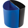 Safco Small Desk-Side Recycling Receptacle - 3 gal Capacity - Half-round - 13.5" Height x 13" Width x 8" Depth - Plastic - Black, Blue Product Image 