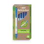 BIC Ecolutions Clic Stic Ballpoint Pen, Retractable, Medium 1 mm, Blue Ink, Translucent Frost/Blue Barrel, Dozen (BICCSEM11BE) View Product Image