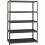 Lorell Iron Horse 3200 lb Capacity Riveted Shelving - 5 Shelf(ves) - 72" Height x 48" Width x 24" Depth - 30% Recycled - Black - Steel, Laminate Product Image 