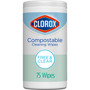 Clorox Free & Clear Compostable All Purpose Cleaning Wipes - 4.25" Length x 4.25" Width - (CLO32486) View Product Image