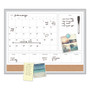 U Brands 4N1 Magnetic Dry Erase Combo Board, Week/Month Planning, 24 x 18 (Actual Size: 23 x 17), Tan/WH Surface, Satin Aluminum Frame View Product Image