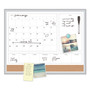U Brands 4N1 Magnetic Dry Erase Combo Board, Week/Month Planning, 24 x 18 (Actual Size: 23 x 17), Tan/WH Surface, Satin Aluminum Frame View Product Image