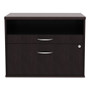 Alera Open Office Desk Series Low File Cabinet Credenza, 2-Drawer: Pencil/File,Legal/Letter,1 Shelf,Espresso,29.5x19.13x22.88 (ALELS583020ES) View Product Image