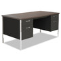 Alera Double Pedestal Steel Desk, 60" x 30" x 29.5", Mocha/Black (ALESD6030BM) View Product Image