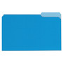 Universal Deluxe Colored Top Tab File Folders, 1/3-Cut Tabs: Assorted, Legal Size, Blue/Light Blue, 100/Box Product Image 