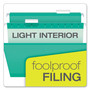 Pendaflex Colored Reinforced Hanging Folders, Letter Size, 1/5-Cut Tabs, Aqua, 25/Box View Product Image