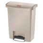 Rubbermaid Commercial Streamline Resin Step-On Container, Front Step Style, 8 gal, Polyethylene, Beige (RCP1883456) View Product Image