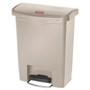 Rubbermaid Commercial Streamline Resin Step-On Container, Front Step Style, 8 gal, Polyethylene, Beige View Product Image