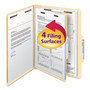 Smead Four-Section Top Tab Classification Folders, 2" Expansion, 1 Divider, 4 Fasteners, Letter Size, Manila, 10/Box View Product Image