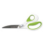 Westcott CarboTitanium Bonded Scissors, 9" Long, 4.5" Cut Length, White/Green Bent Handle (ACM16445) View Product Image