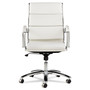 Alera Neratoli Mid-Back Slim Profile Chair, Faux Leather, Up to 275 lb, 18.3" to 21.85" Seat Height, White Seat/Back, Chrome View Product Image