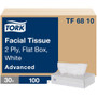 TORK Advanced Facial Tissue Flat Box White - 2 Ply - 7.88" Width x 8.20" Length - White - Fiber - 100/Box Product Image 