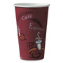 SOLO Paper Hot Drink Cups in Bistro Design, 16 oz, Maroon, 1,000/Carton (SCC316SI) View Product Image