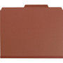 Smead Pressboard Classification Folders, Four SafeSHIELD Fasteners, 2/5-Cut Tabs, 1 Divider, Letter Size, Red, 10/Box View Product Image