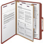 Smead Pressboard Classification Folders, Four SafeSHIELD Fasteners, 2/5-Cut Tabs, 1 Divider, Letter Size, Red, 10/Box View Product Image