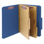 Smead 6-Section Pressboard Top Tab Pocket Classification Folders, 6 SafeSHIELD Fasteners, 2 Dividers, Letter Size, Dark Blue, 10/BX (SMD14077) View Product Image