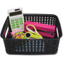 Advantus Plastic Weave Bins - 4" Height x 7.25" Width x 10" Depth - Desktop - Secure Grip - Black - Plastic Product Image 