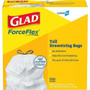 Glad ForceFlex Tall Kitchen Drawstring Trash Bags - 13 gal Capacity - 27" Length x 24" Width x 9 mil (229 Micron) Thickness - Drawstring Closure - White - Plastic - (CLO78526) Product Image 