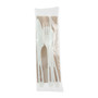 World Centric TPLA Compostable Cutlery Kit, Fork/Knife/Napkin/Spoon, Plastic, White, 250/Carton View Product Image