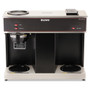 BUNN Pour-O-Matic Three-Burner Pour-Over Coffee Brewer, 12-Cup, Stainless Steel, Black View Product Image