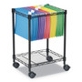 Alera Compact File Cart for Side-to-Side Filing, Metal, 1 Shelf, 1 Bin, 15.25" x 12.38" x 21", Black View Product Image