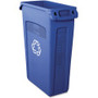 Rubbermaid Commercial Venting Slim Jim Container - 23 gal Capacity - Rectangular - 30" Height x 11" Width x 22" Depth - Plastic - Blue Product Image 
