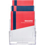 deflecto 3-Compartment DocuHolder, Magazine Size, 9.5w x 6.25d x 12.63, Clear View Product Image