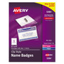 Avery Clip-Style Name Badge Holder with Laser/Inkjet Insert, Top Load, 4 x 3, White, 40/Box (AVE5384) View Product Image