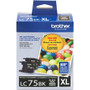 Brother Innobella LC75BK Original Inkjet Ink Cartridge - Black - 2 / Pack - Inkjet - Black Product Image 