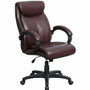 Lorell Executive High-Back Office Chair - Brown Seat Color - Bonded Leather Seat Material - Brown Back Color - Bonded Leather Back Material - High Back Product Image 