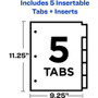 Avery Insertable Dividers w/Single Pockets, 5-Tab, 11.25 x 9.13, White, 1 Set View Product Image
