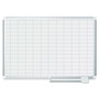 MasterVision Gridded Magnetic Steel Dry Erase Project Planning Board, 1" x 2" Cells, 36" x 24", White Surface, Satin Aluminum Frame View Product Image