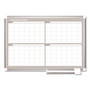 MasterVision Magnetic Dry Erase Calendar Board, Four-Month Planning/Scheduling, 36" x 24", White Surface, Satin Aluminum Frame View Product Image