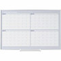 MasterVision Dry-erase 4-month Planner - Monthly - 4 Month - 36" x 24" Sheet Size - White, Silver - Aluminum, Porcelain Product Image 