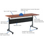 Lorell Shift 2.0 Flip and Nesting Mobile Table - Laminated Rectangle Top - 60" Table Top Length x 24" Table Top Width x 1" Table Top Thickness - 29.50" Height - Assembly Required - Cherry Product Image 