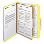 Smead Four-Section Pressboard Top Tab Classification Folders, Four SafeSHIELD Fasteners, 1 Divider, Letter Size, Yellow, 10/Box View Product Image