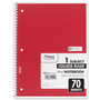Mead Spiral Notebook, 1-Subject, Medium/College Rule, Randomly Assorted Cover Color, (70) 10.5 x 7.5 Sheets View Product Image