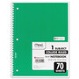 Mead Spiral Notebook, 3-Hole Punched, 1-Subject, Medium/College Rule, Randomly Assorted Cover Color, (70) 10.5 x 7.5 Sheets View Product Image